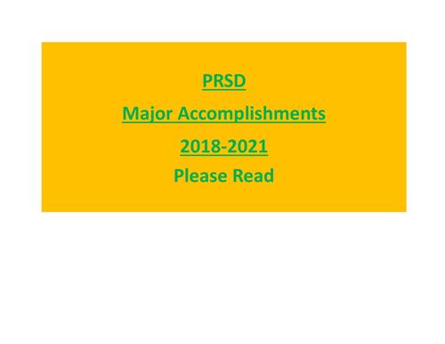 PRSD Major Accomplishments 2018-2021